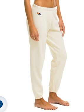 Rainbow Stripe Triangle Bikini Top & Cream Sweatpants Set